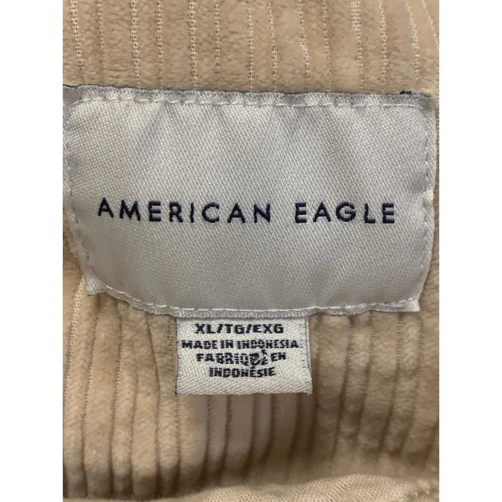 American Eagle Tan Corduroy Shacket Cropped Button Down Shirt‎ Jacket Beige XL